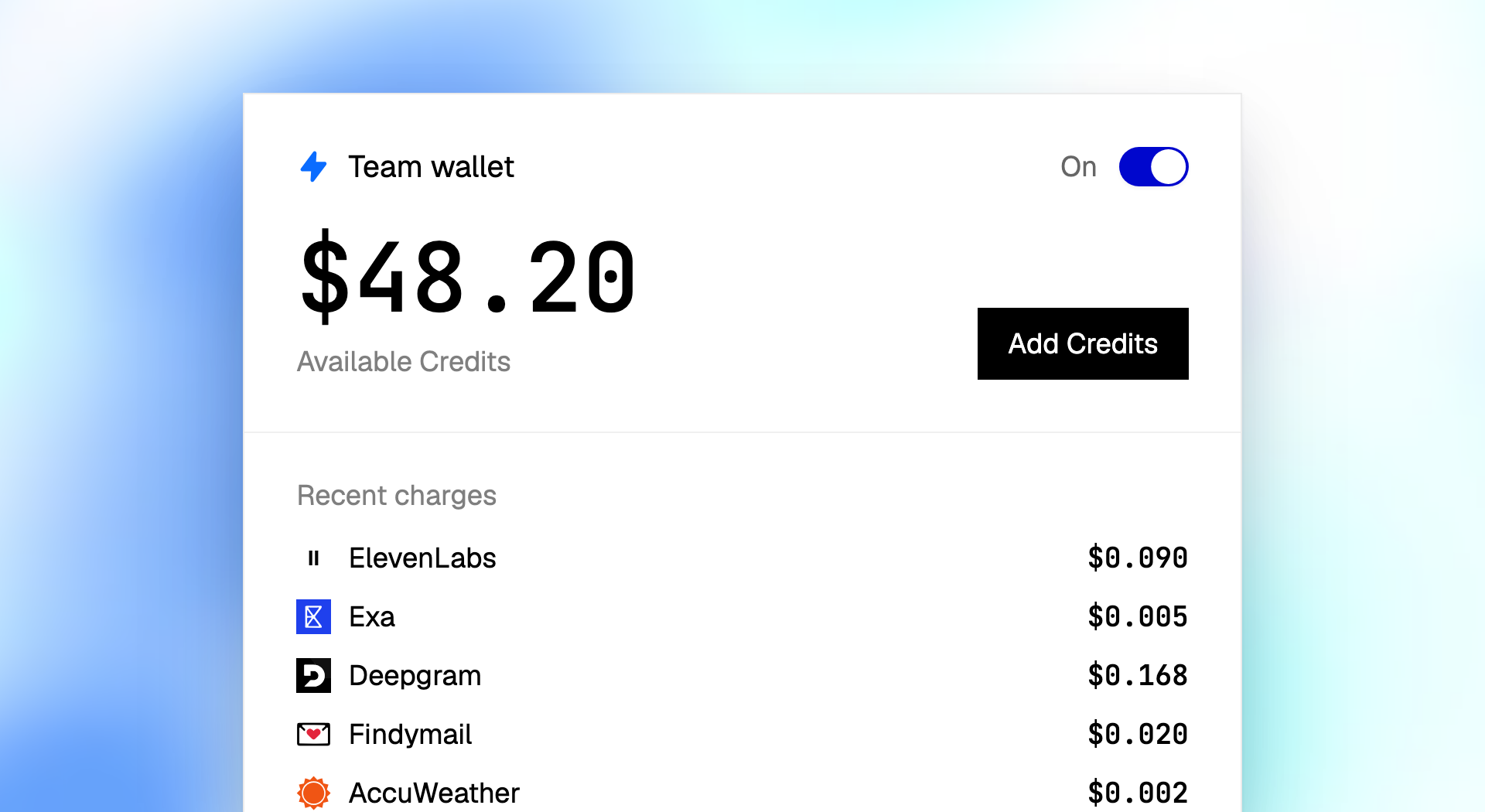 Team wallet, Instant launch